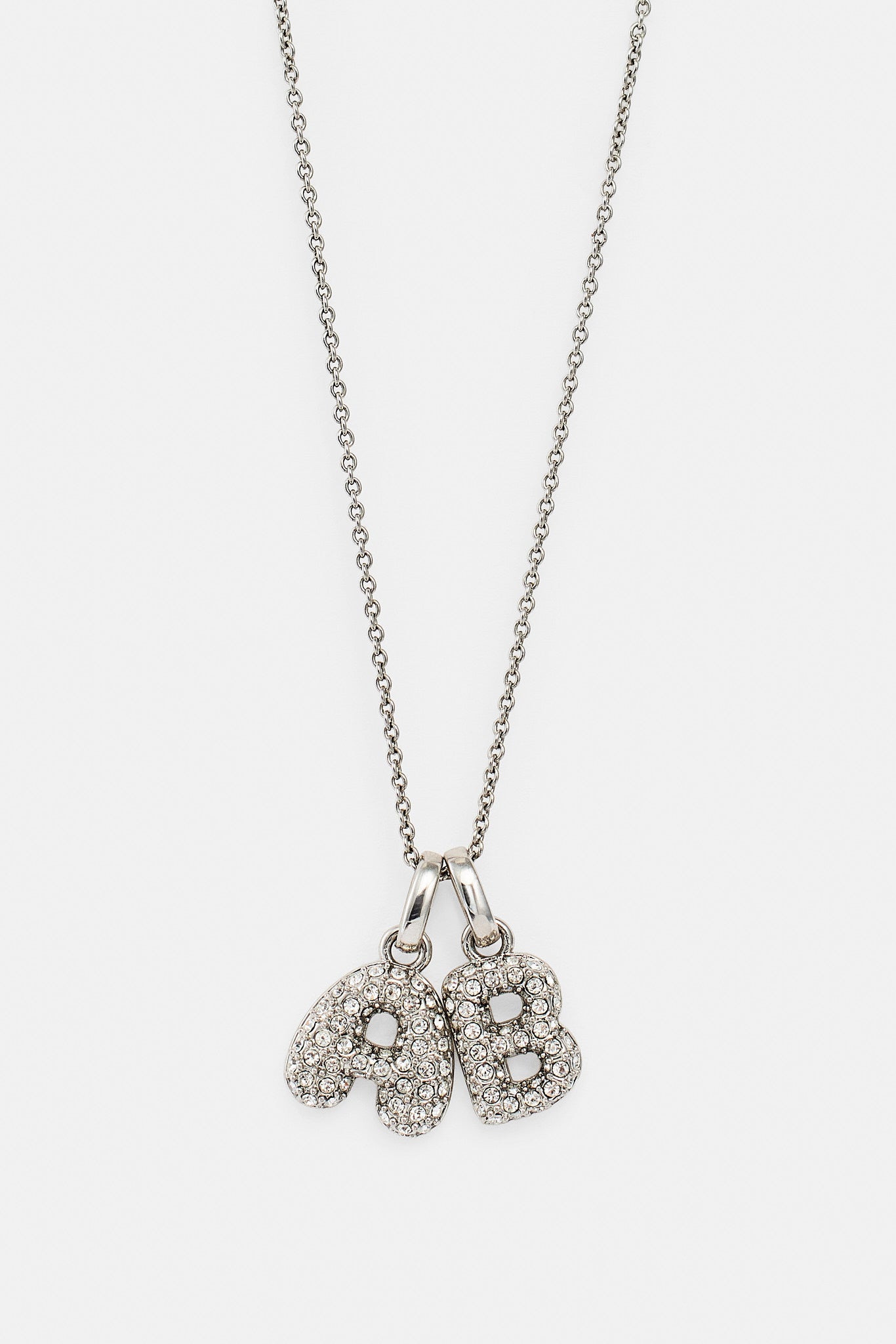 Iced Bubble Double Initial Necklace - White - 10mm